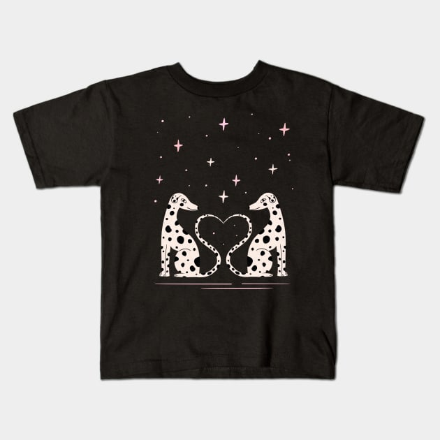 Pink Dalmatian illustration. Dogs Lovers art for valentine day gift Kids T-Shirt by WeirdyTales